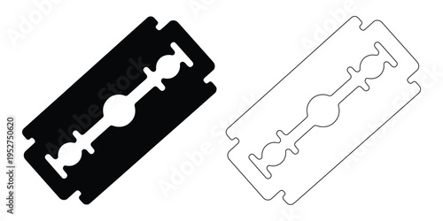 Black and white razor blade icons with detailed designs