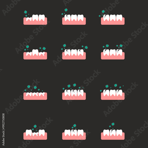 Tooth decay bacteria illustration shows dental hygiene problem concept