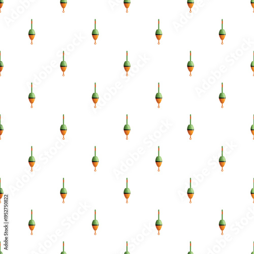 Fishing floats forming a seamless pattern on a white background, representing sport fishing