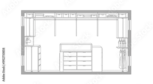 Vector floor plan with kitchen and furniture