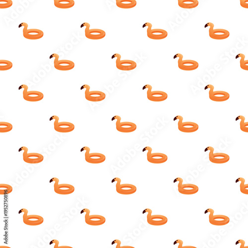 Flamingo shaped floaties creating a repeating background pattern for vacation and pool concepts