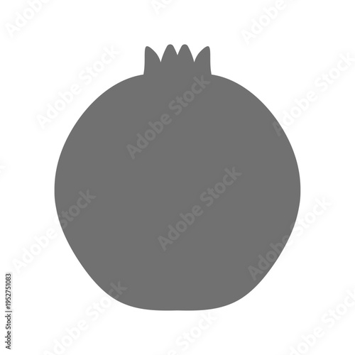 ざくろのシンプルな白黒アイコン フラットな果物イラスト