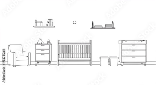 Set of 7 nursery furniture icons vector