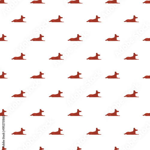Brown dog silhouettes repeating as a seamless pattern on a white background