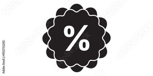 Black percent symbol icon isolated on white background with decorative border