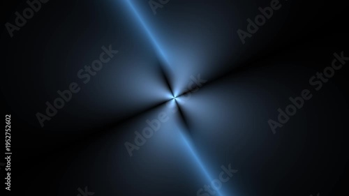 Blue light beams intersecting in darkness.