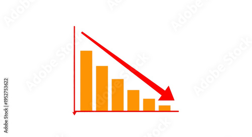 Declining bar chart with red arrow showing business loss