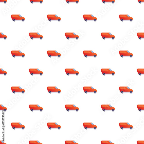 Red delivery vans create a seamless repeating pattern for transportation and logistics