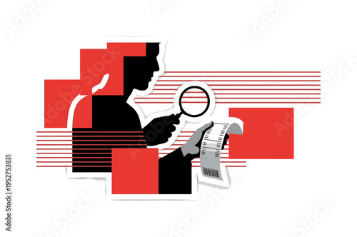 Monochrome silhouette of a person checking their schedule on a smartphone labeled Thursday, layered with blue circular frame and fine diagonal lines suggesting