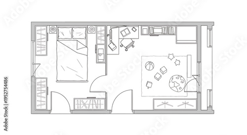 Vector floor plan of a modern living space