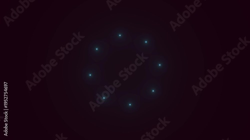 Glowing dots in a circle pattern.