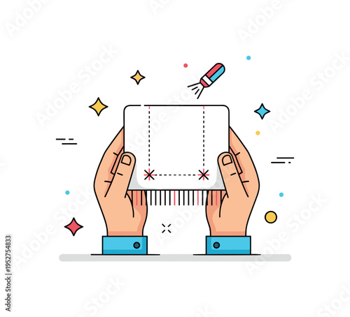 Traditional crafts passed through generations featuring a pair of hands holding a simple embroidered textile with subtle stitch details, symbolizing skill