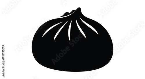 A striking black silhouette of a dumpling elegantly displayed silhouette