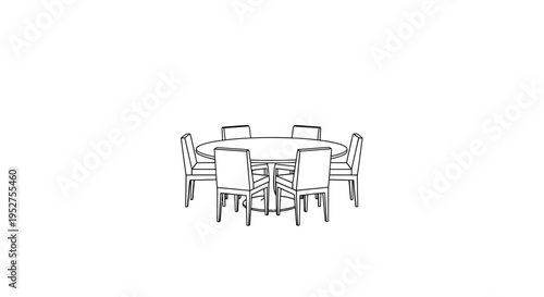 Vector illustration of a table with six chairs
