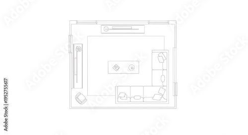 Vector floor plan template with furniture icons