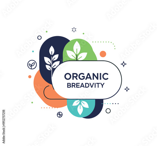 Modern organic branding element shown as asymmetrical rounded shapes layered with botanical silhouettes, symbolizing creativity and eco conscious identity.