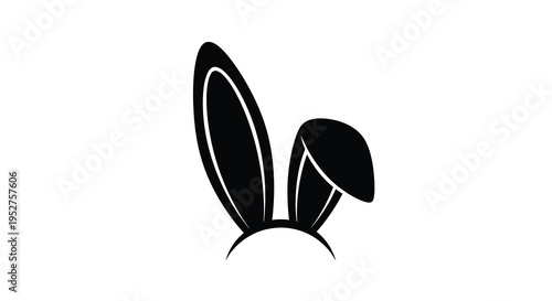 Minimalist black rabbit ears design against a white background silhouette