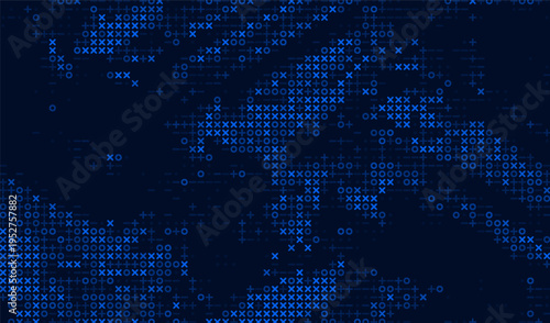 Abstract ascii big data ai background with computer code. Cyber technology random art for digital texture and pattern design for banner.