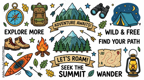 Adventure Awaits: Camping, Hiking, Outdoors, Mountains, Exploration