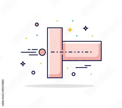 Quantum tunneling effect represented by a small particle passing through a rectangular barrier with a faint dashed path, expressing probability based