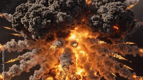 Explosion with fire and smoke.