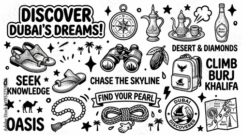 Discover Dubai Dreams: UAE Travel & Culture Doodle Art