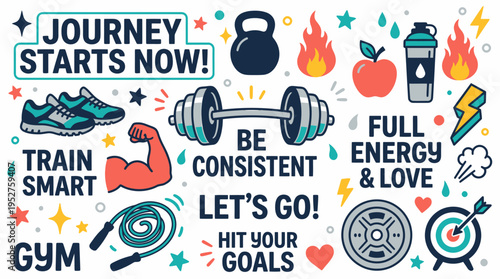 Fitness Motivation Collage: Gym, Workout, Healthy Lifestyle