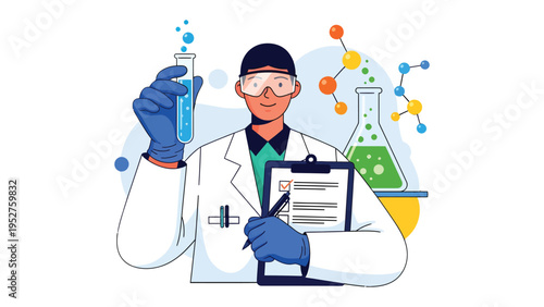 Precision and Progress: A diligent scientist, focused on conducting laboratory research, epitomizes the pursuit of scientific knowledge and innovation with protective eyewear and gloved hands.