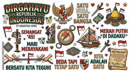 Indonesia Independence Day Celebration Doodle Art