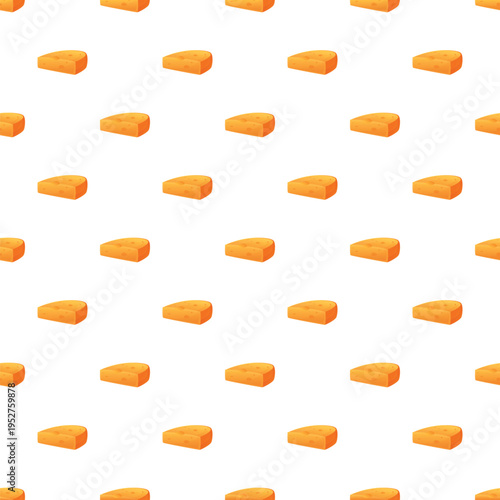 Cheese wedges creating a seamless pattern on a white background, ideal for food concepts