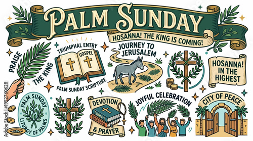 Palm Sunday Celebration - Religious Illustration