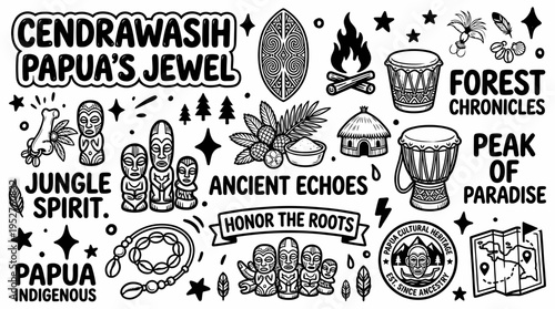 Papua's Indigenous Art: Cendrawasih, Tribal Figures, Drums