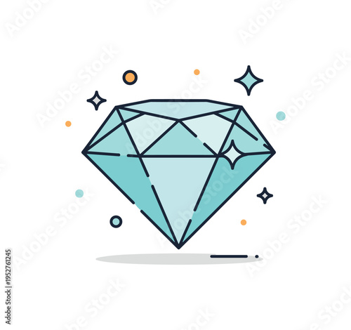 Precious gemstone cut into a clean faceted diamond shape, representing value, rarity, and brilliance formed deep within the earth. Subtle sparkle elements