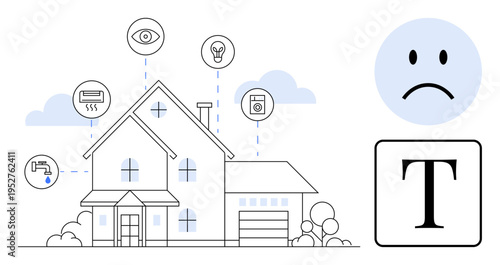 Smart home concept. Smart home IoT devices thumbs up cameras, sensors, and appliances while highlighting concerns and potential issues. Smart home solutions for automation, security, and energy use