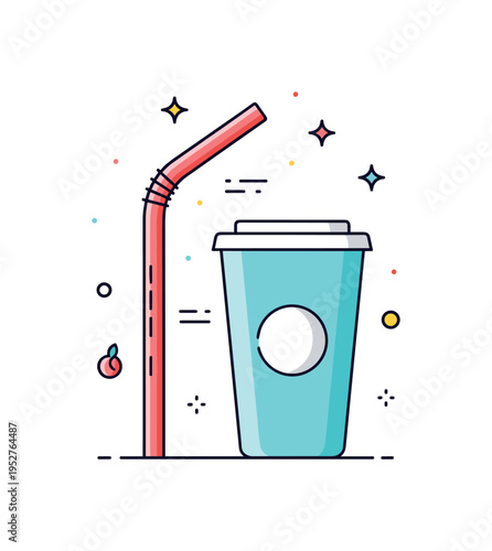 Silicone straw flexibility curved reusable straw gently arched beside a modern cup silhouette, emphasizing durability and long term use. A concise illustration
