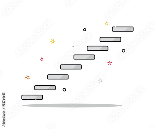 Floating staircase concept minimal stair flight anchored on one side with clean shadow beneath each step, expressing spatial elegance and modern interior