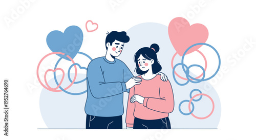 Couple comforting each other, expressing empathy and support, love and relationship concept