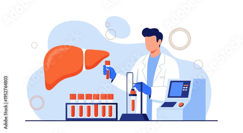 Doctor analyzing liver sample in laboratory, medical research, healthcare concept