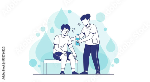 Doctor applying cold compress to injured athlete's knee, physical therapy concept