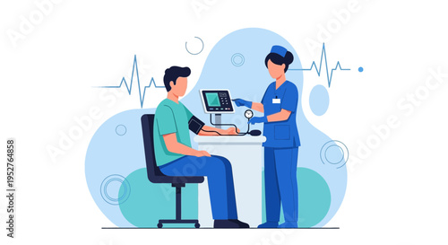 Doctor checking patient's blood pressure with modern monitor, medical checkup concept