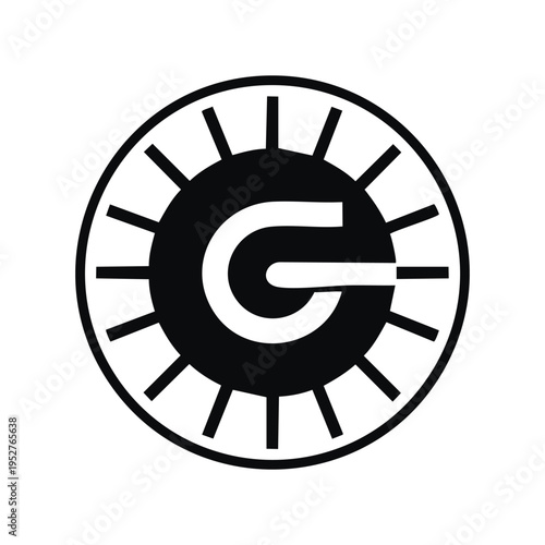 Vintage black circle clock icon isolated on white background featuring a round watch face design with antique spiral hour and minute symbols for business and astrology concepts