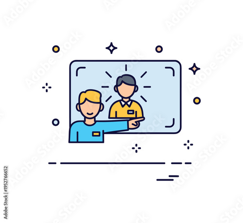 Remote leadership call featuring a highlighted speaker avatar inside a video frame suggesting guidance and direction in a distributed team environment. Subtle