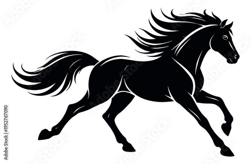 Stylized illustration of a horse depicting a majestic gallop for equestrian branding