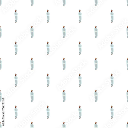 Arab man in traditional clothing creating a seamless cultural illustration pattern