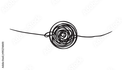 A black and white image of a coiled wire or string