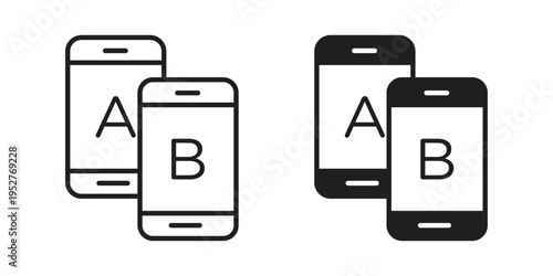 A B testing icon Line Design Vector Illustration. Solid Black icons