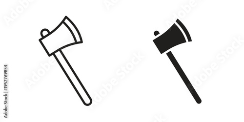 Axe icon Line Design Vector Illustration. Solid Black icons