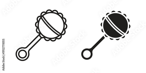 baby rattle icon Line Design Vector Illustration. Solid Black icons