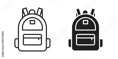 Backpack icon Line Design Vector Illustration. Solid Black icons