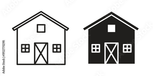 Barn icon Line Design Vector Illustration. Solid Black icons